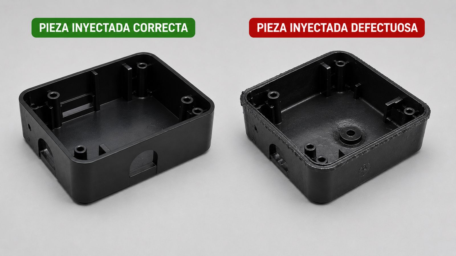 Defectos en moldeo por inyección: causas por temperatura y tipo de material